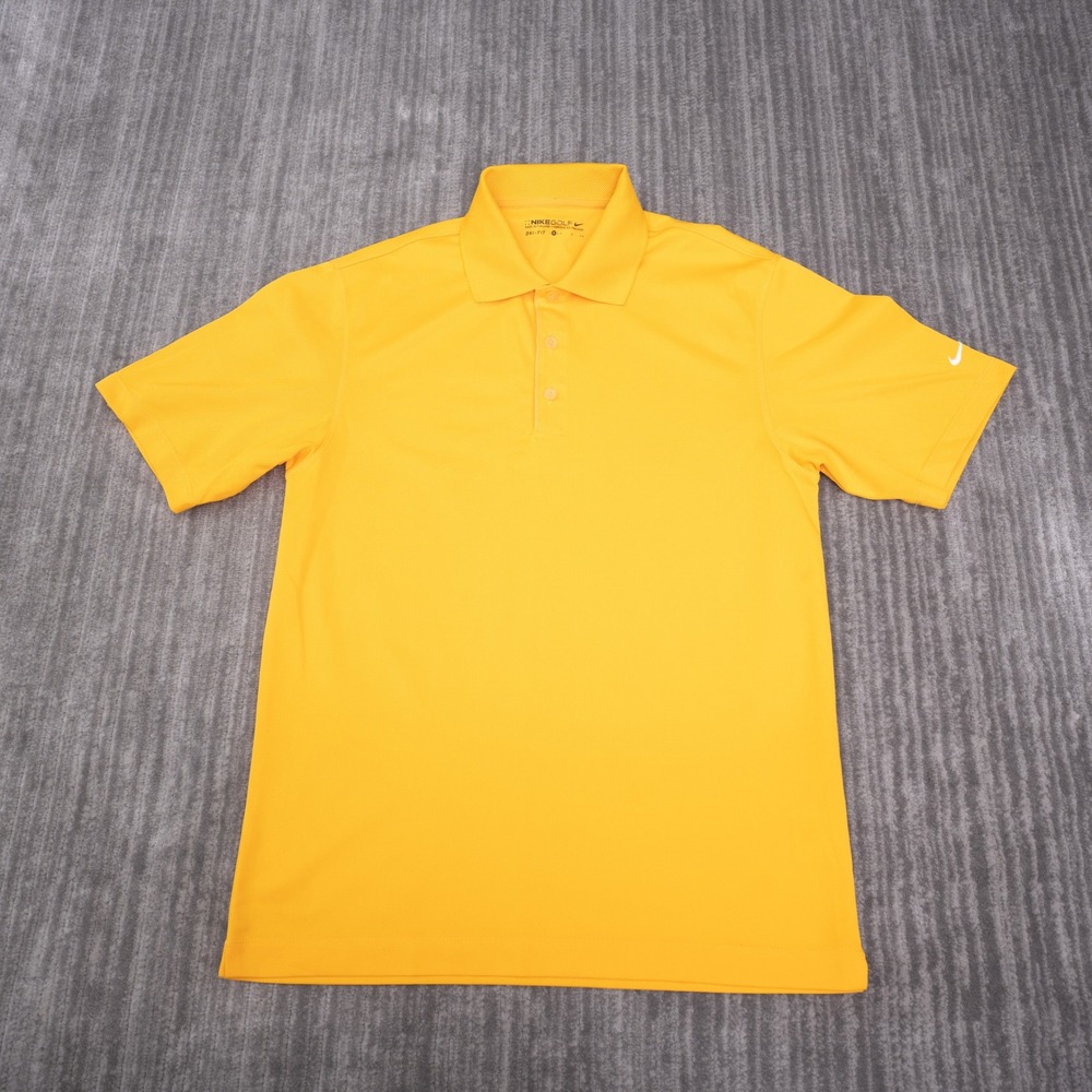 Nike Golf Polo Shirt Mens Small Yellow Excellent Dri-FIT Short Sleeve Pique